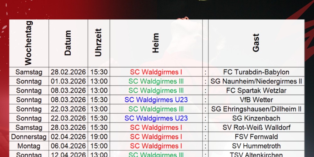 Heimspielplan SCW Seniorenteams